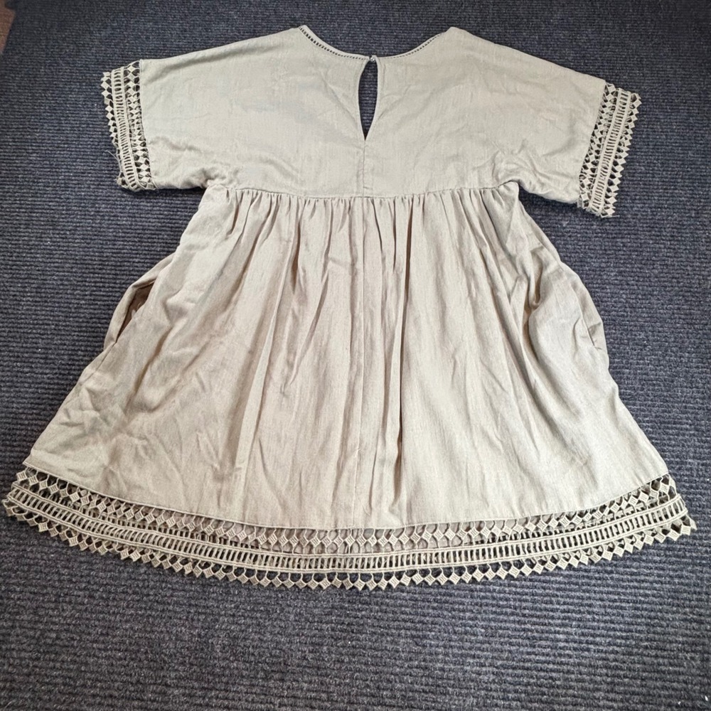 Mustard Seed Sage Green Crochet Lace Romper Dress Pretty Please S16518 NWT Med. - Picture 2 of 8